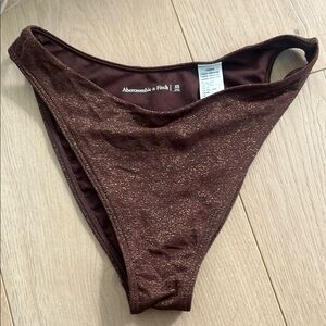 Abercrombie & Fitch Mid-Rise High-Leg Moderate Bottom brown shimmer bikini